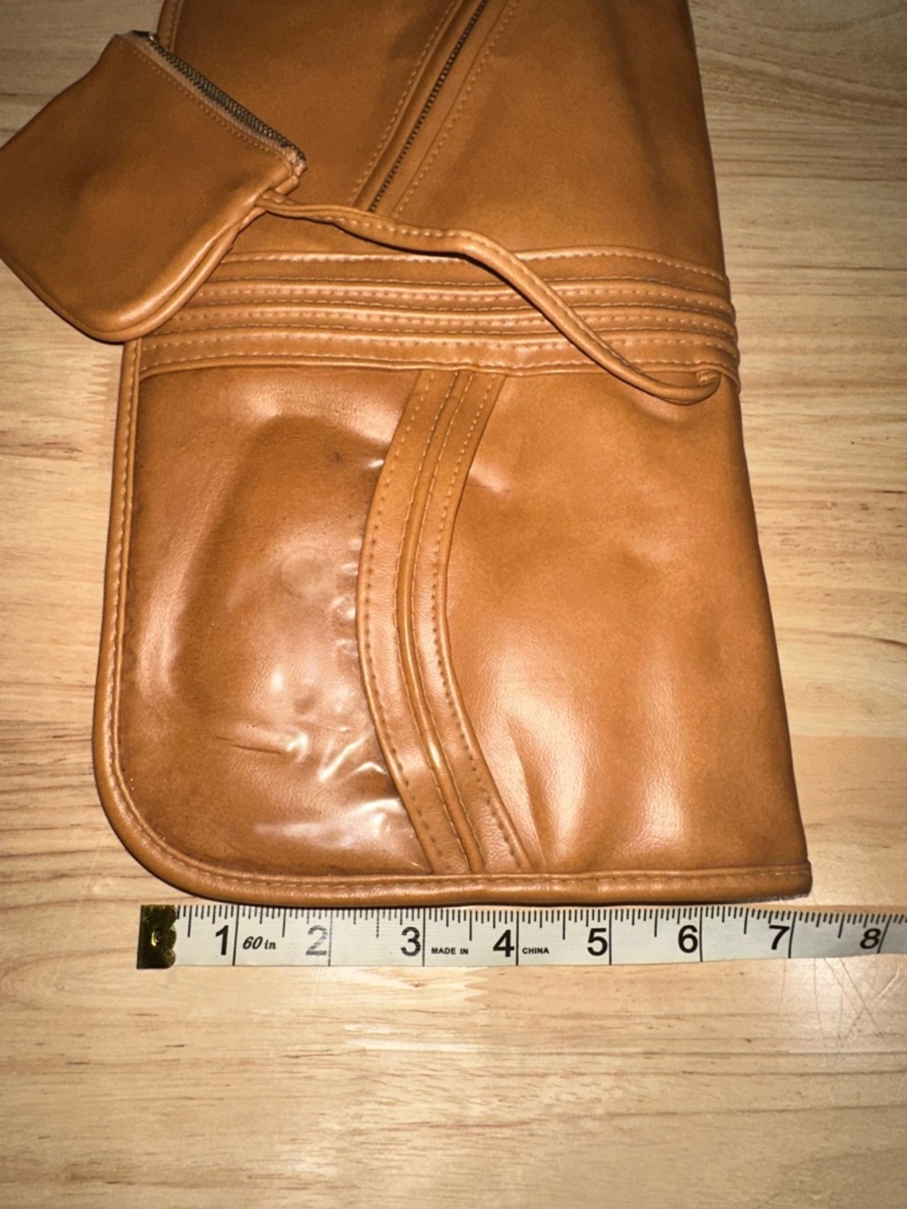 Classic Tan Wristlet Clutch with Front Pockets - Picture 6 of 8
